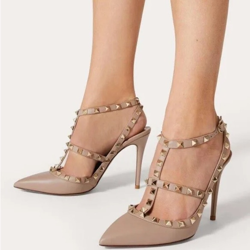 Valentino Poudre Rockstud Heels Slingback Stiletto